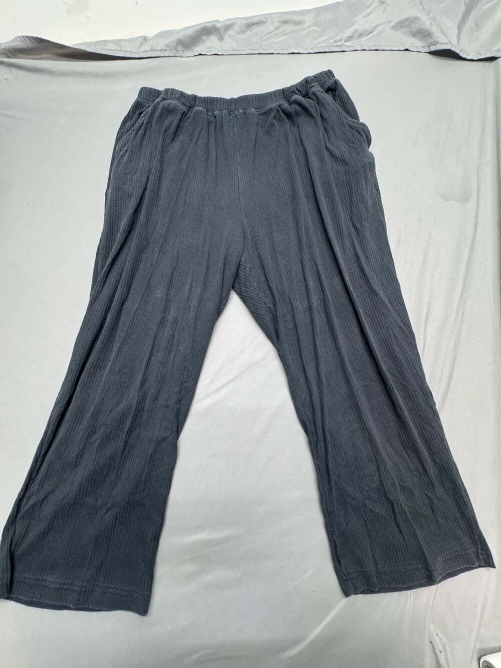 Woman Within Pull-On Pants Size 1X Petite 22/24 Black Ribbed Lounge